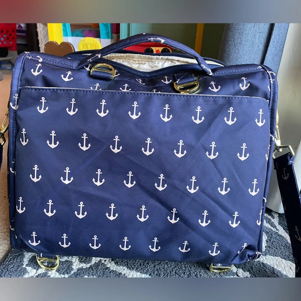 Ju-Ju-Be Navy and Gold Anchor Print Diaper bag